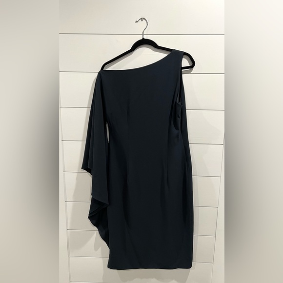 Cushnie Et Ochs teal stretch cady flared sleeve dress - Picture 4 of 7